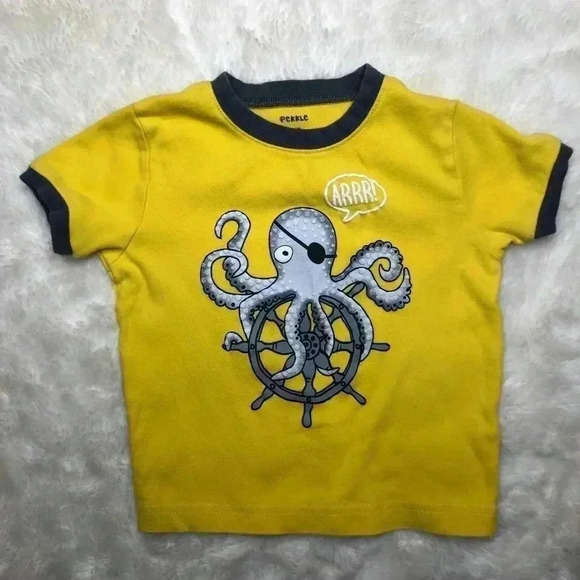 Pekkle Octopus Pajamas Yellow/Grey Size 2-3  Years - Picture 2 of 16